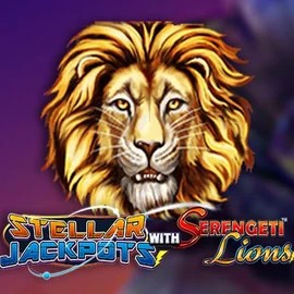 Stellar Jackpots with Serengeti Lions slot logo by Lightning Box Game at Hispin Casino